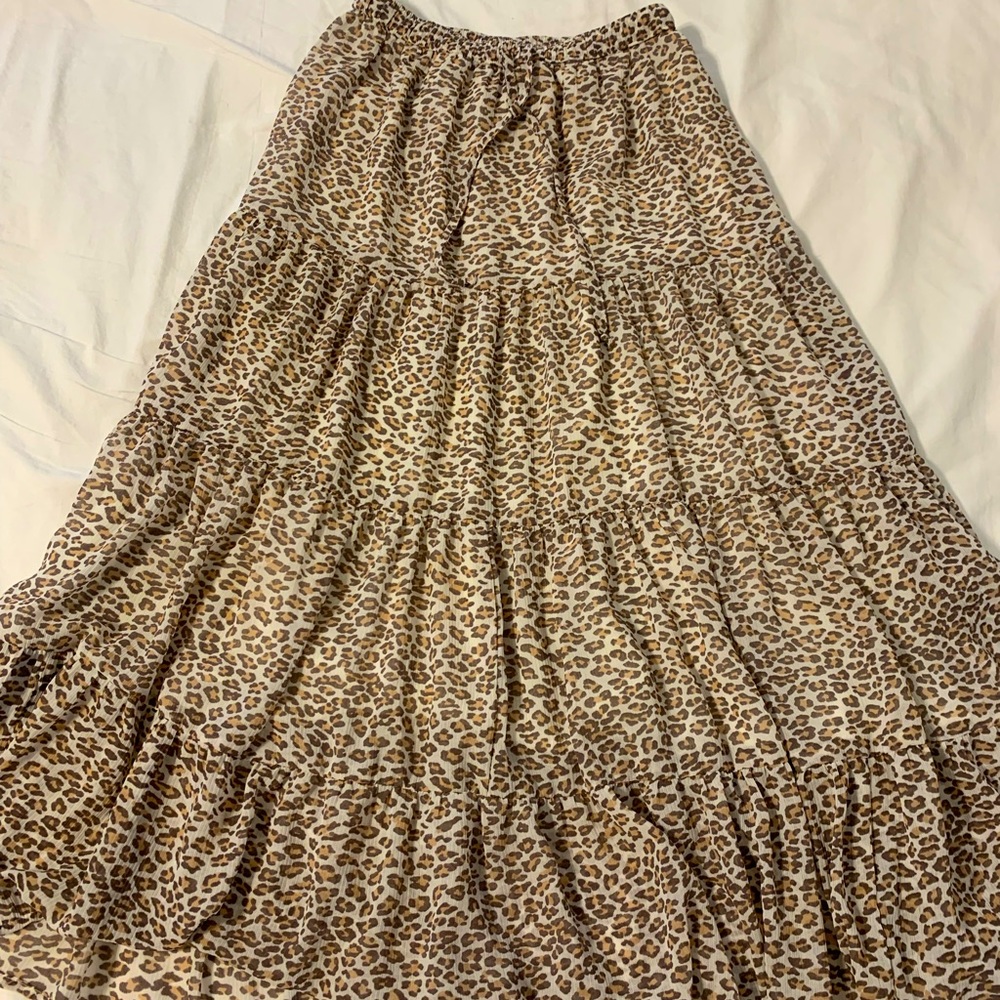 Aerie tiered cheetah maxi skirt